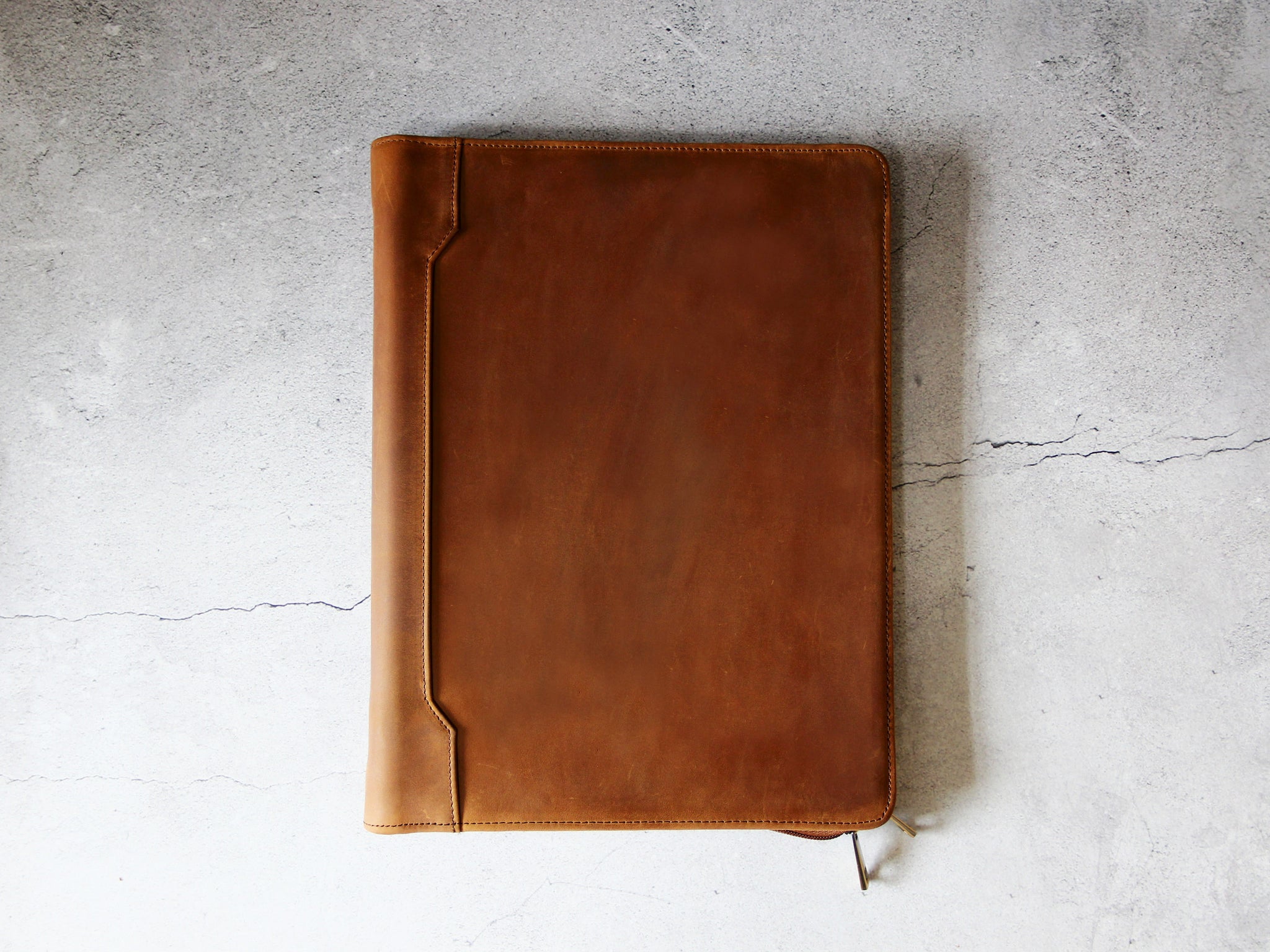 Handle A5 6 Ring Binder Notebook Planner Genuine Leather Zipper Portfolio Notebook - View #3