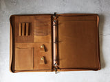 Handmade Crazy Horse Leather Portfolio, 3-Ring Binder Padfolio, Notepad Holder