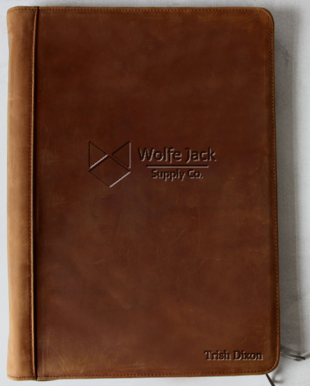 [Customised] 2PCS Distressed Vintage Leather 3 Ring Binder with Clipboard