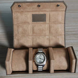 Hexahedron 3-Slot Vintage Vegan Leather Watch Roll, Dispatchable Watch Storage Box Lychee Leather, Gift