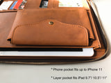 Handmade Personalised Genuine Leather Padfolio, Fits for iPad 11"/ 10.5"/ 9.5"