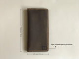 Personalised Crazy Horse Leather Wallet with Multi Card Slots, Slim Long Wallet
