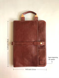 Handmade Stylish Slim Genuine Cowhide Leather Briefcase, Leather Business Portfolio/ iPad Holder/ Laptop Case