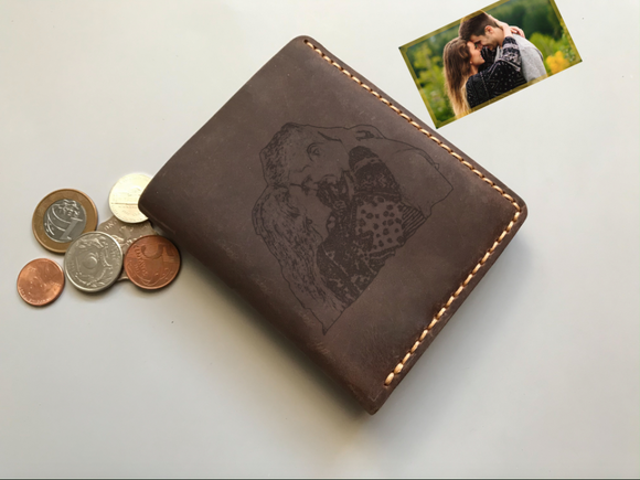 Personalised Crazy Horse Leather Trifold Wallet for Men/ Women, Engraved Leather Wallet