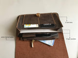 Custom Crazy Horse Leather Purse with Divided Inside Wallet, Slim Long Leather Wallet with Buckle