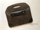 Handmade Minimalist Slim Genuine Cowhide Leather Briefcase, Leather Business Portfolio/ Handbag/ iPad Holder/ Laptop Case